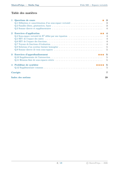 Les Masterfiches Exercices de l'élite (Maths Sup : MPSI / PCSI / L1)