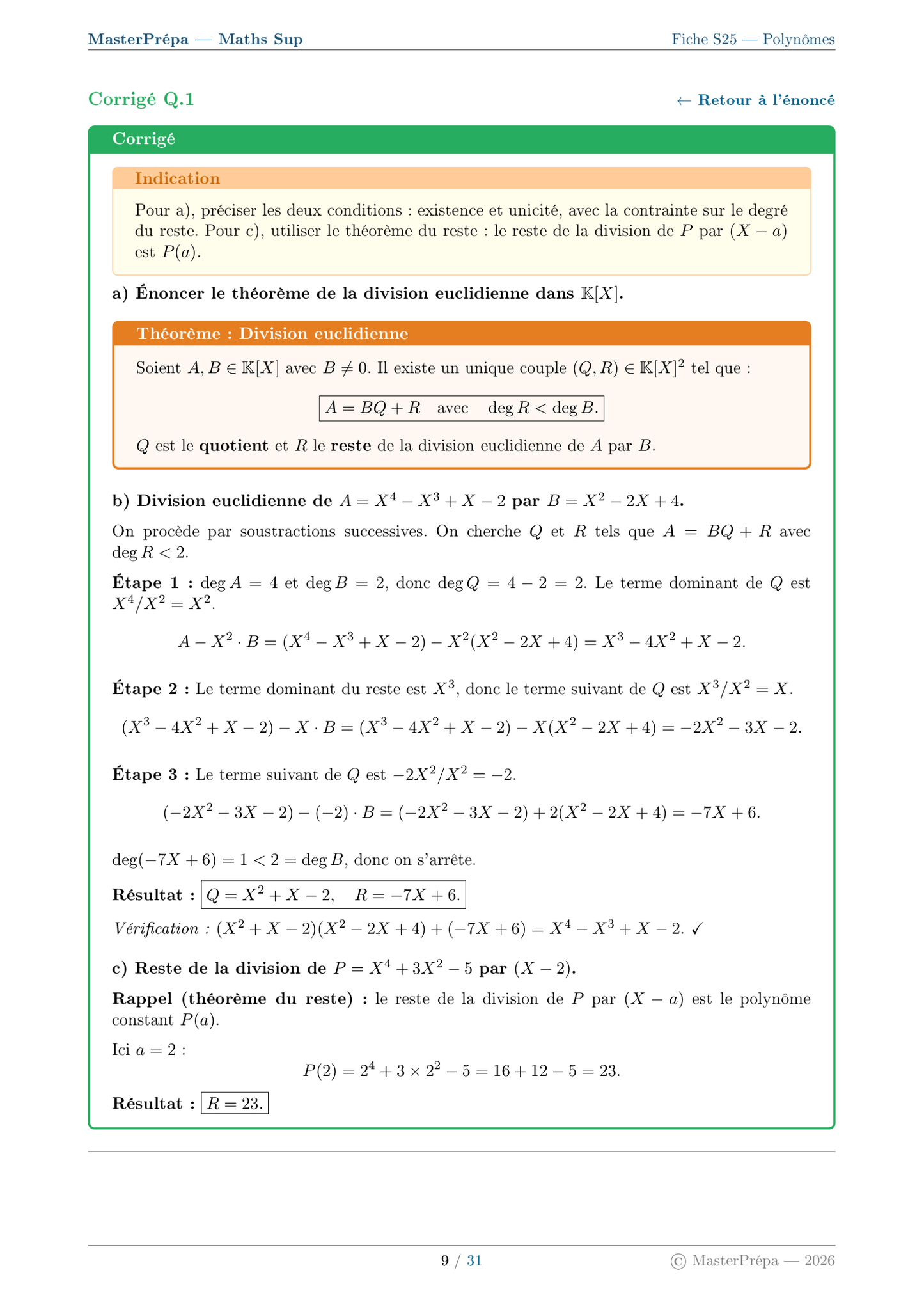 Les Masterfiches Exercices de l'élite (Maths Sup : MPSI / PCSI / L1)