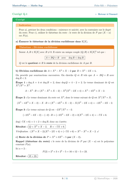 Les Masterfiches Exercices de l'élite (Maths Sup : MPSI / PCSI / L1)